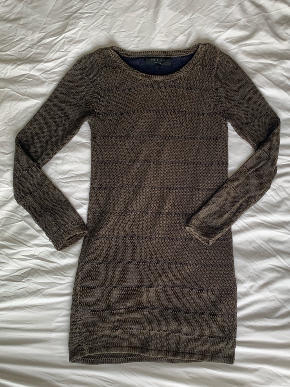 Rag & Bone Gold/Brown Knit Long Sleeve Dress